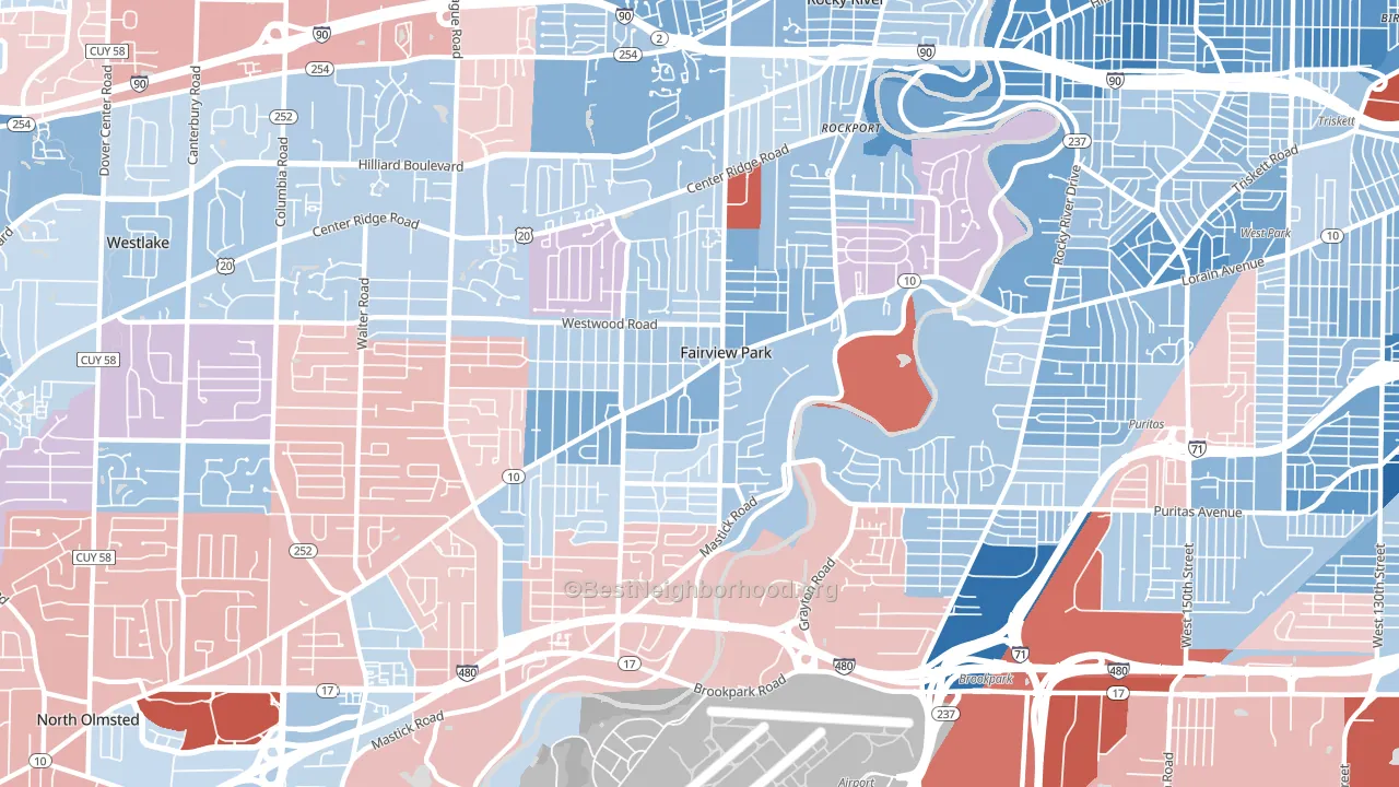 Fairview Park, OH block-group political-lean map