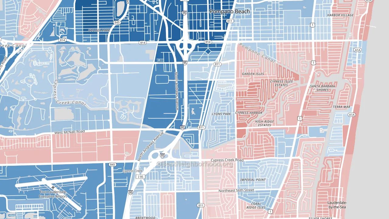 Fairview, Pompano Beach, FL block-group political-lean map