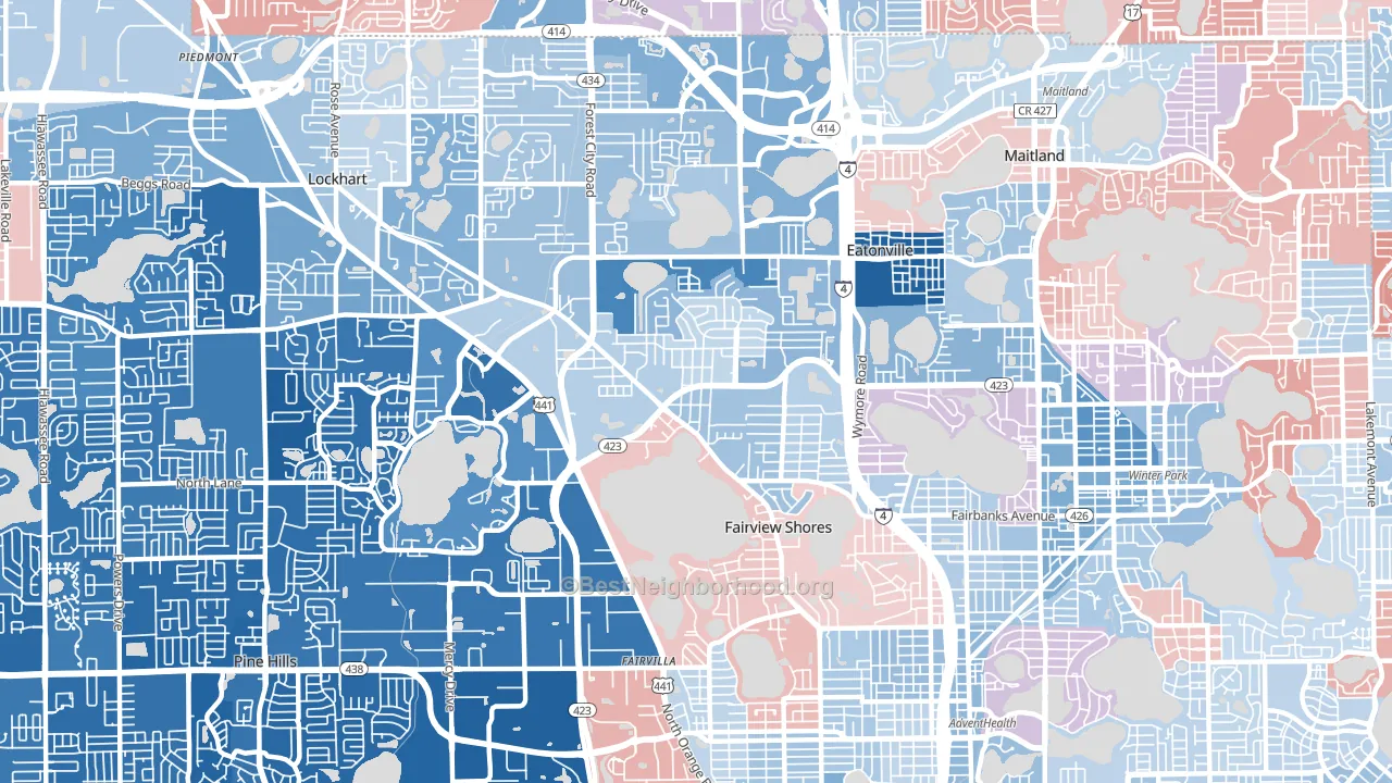 Fairview Shores, Orlando, FL block-group political-lean map