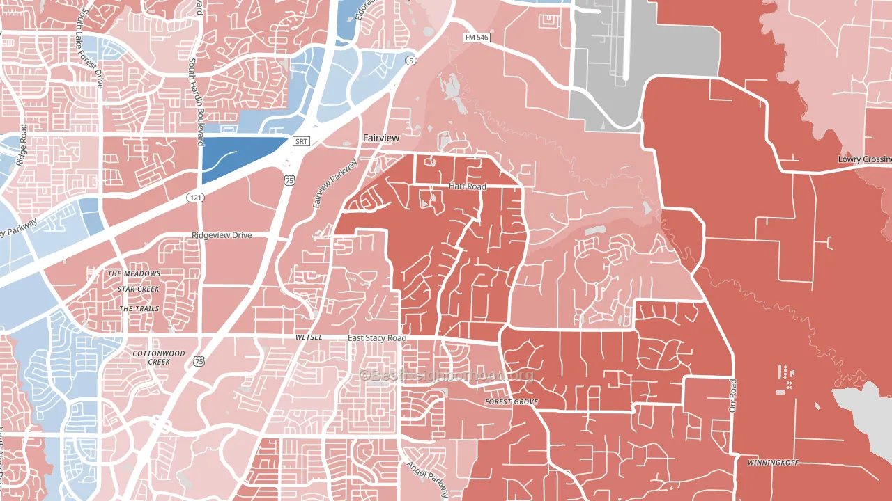 Fairview, TX block-group political-lean map