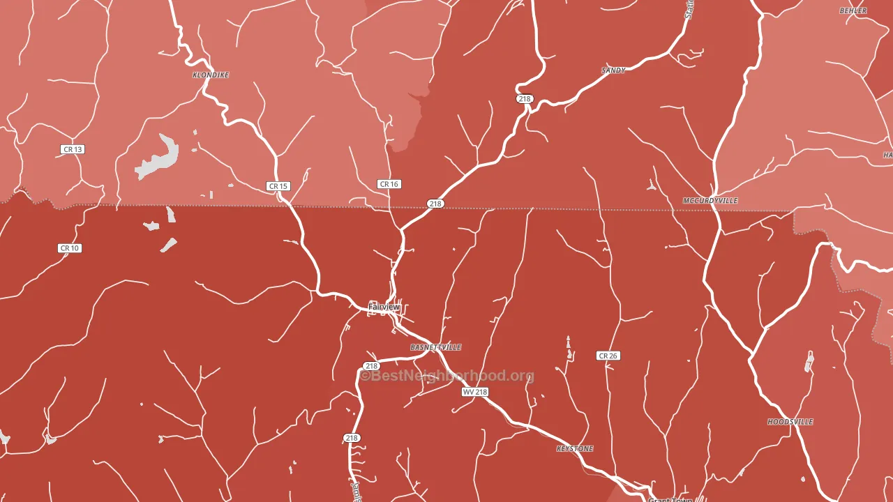 Fairview, WV block-group political-lean map