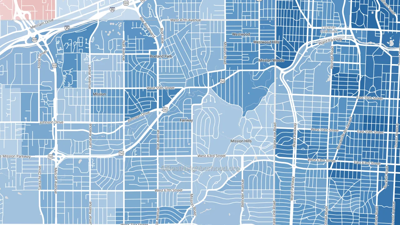 Fairway, KS block-group political-lean map