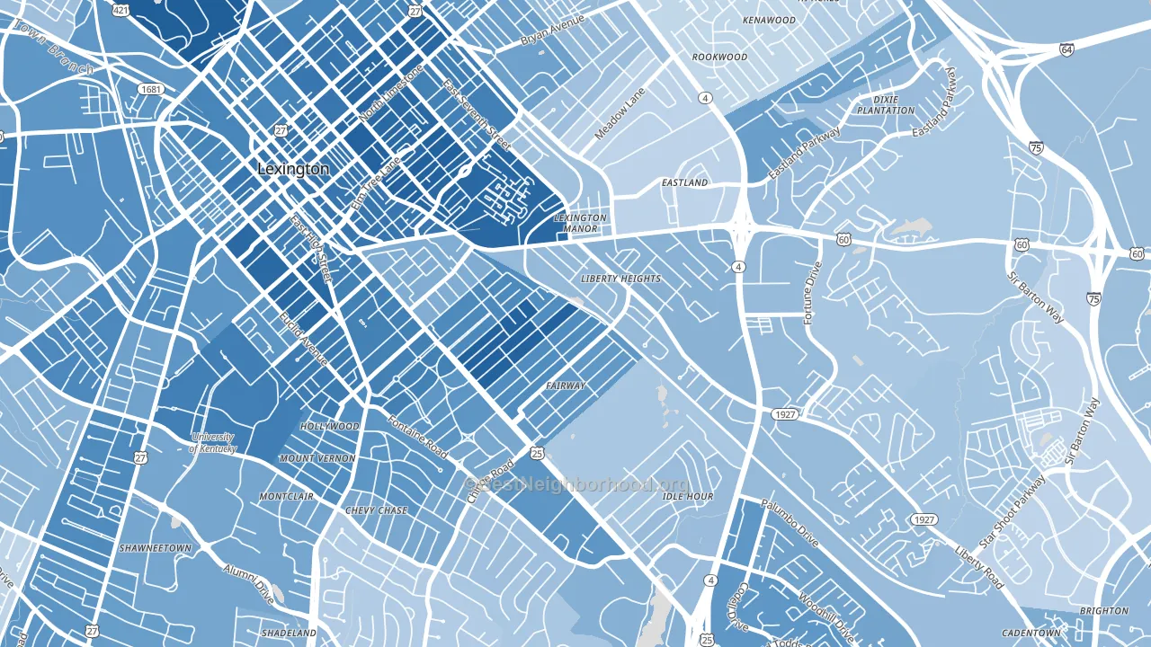 Fairway-Liberty Heights, Lexington, KY block-group political-lean map