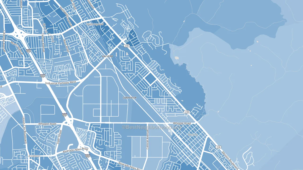 Fairway Park, Hayward, CA block-group political-lean map