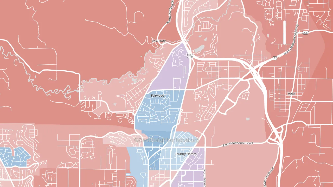 fairwood, Spokane, WA block-group political-lean map