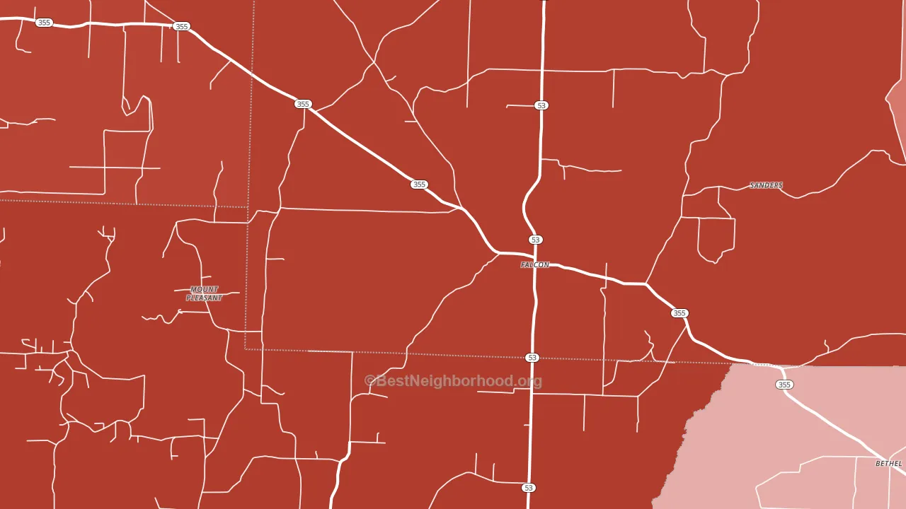 Falcon, AR block-group political-lean map