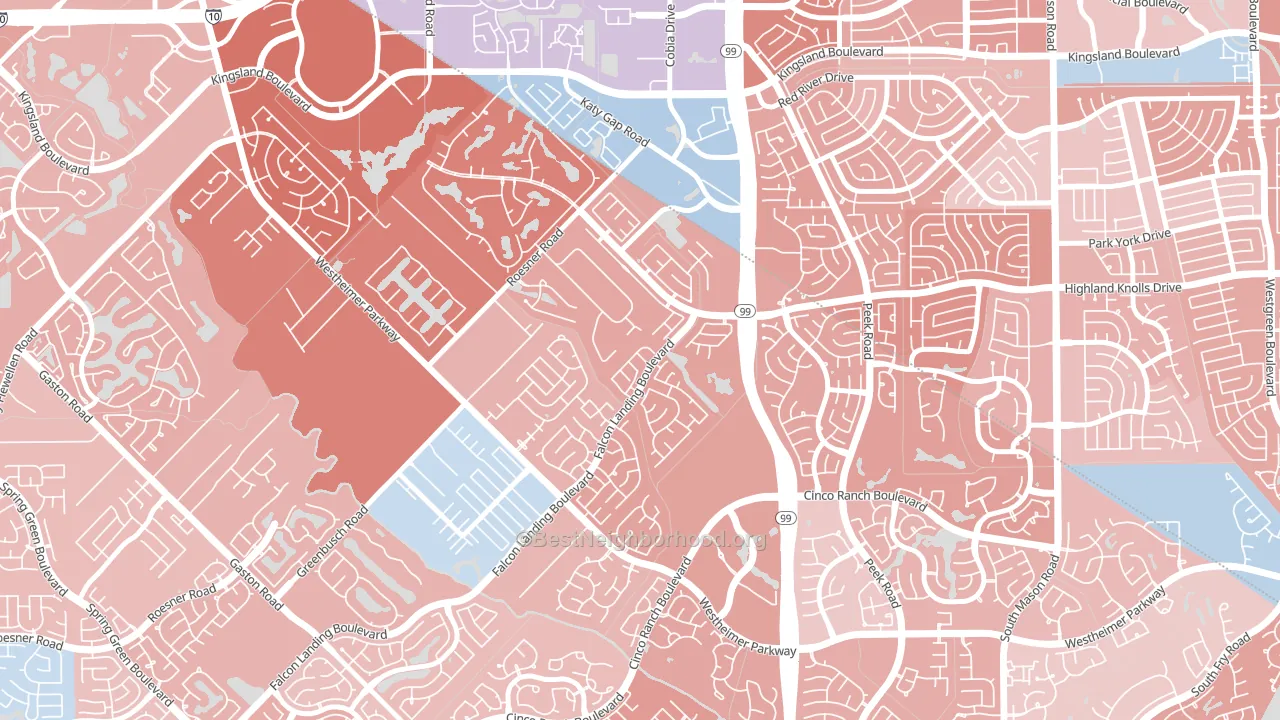 Falcon Landing, Katy, TX block-group political-lean map