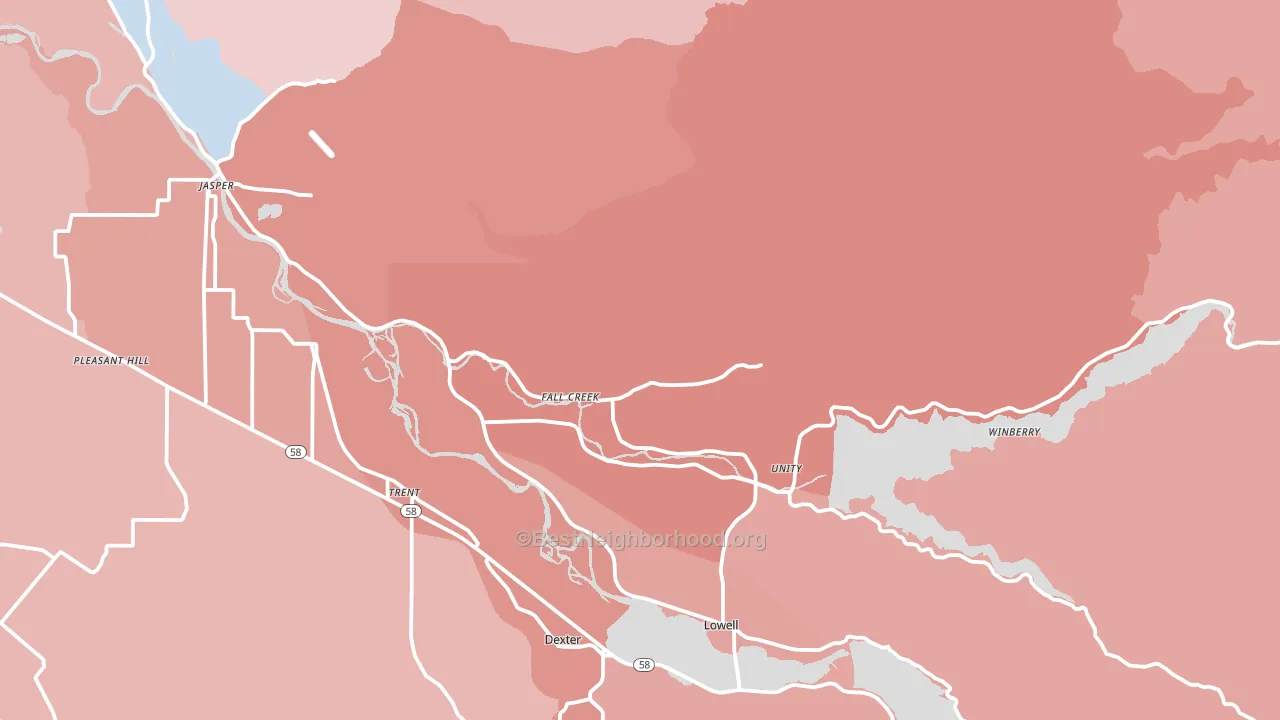 Fall Creek, OR block-group political-lean map
