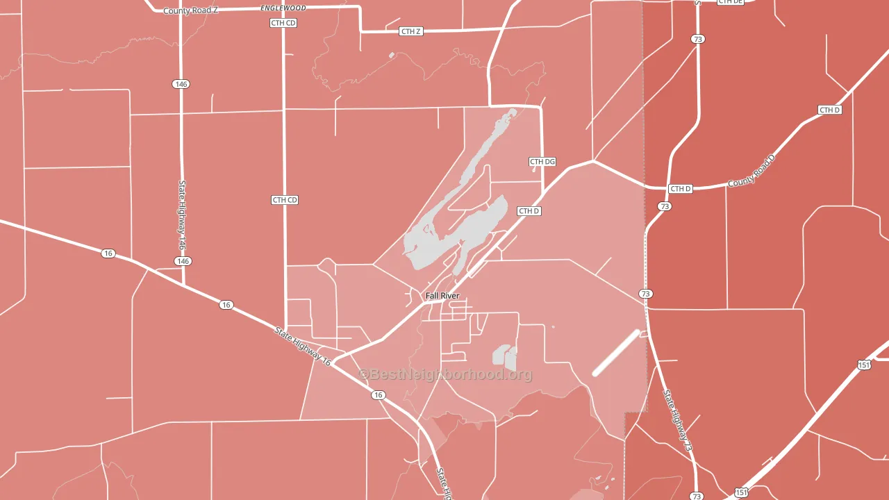Fall River, WI block-group political-lean map
