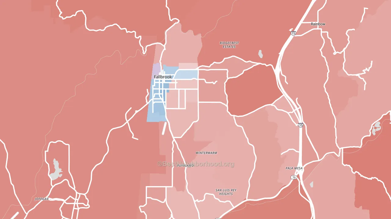 Fallbrook, CA block-group political-lean map