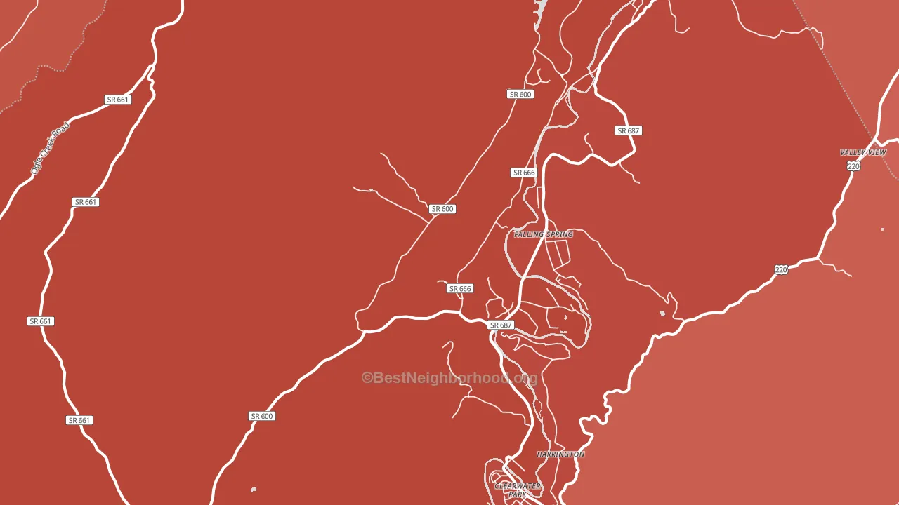 Falling Spring, VA block-group political-lean map