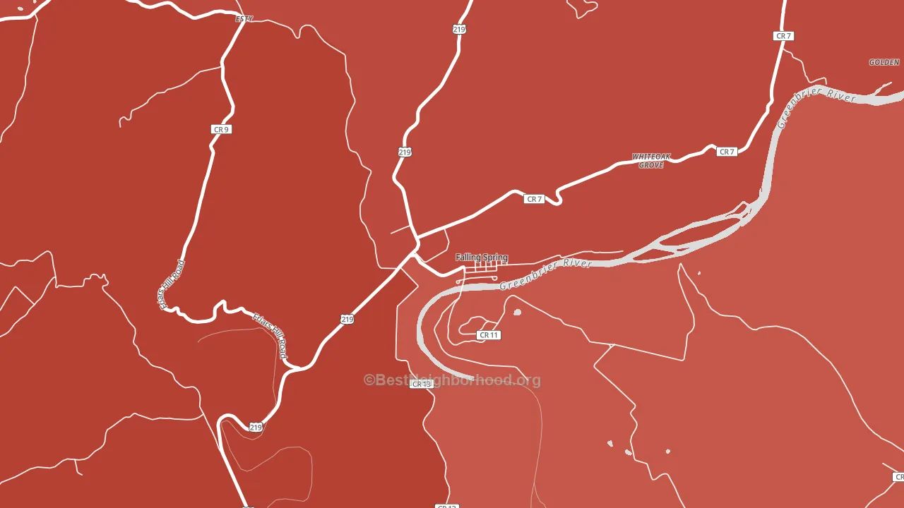 Falling Spring, WV block-group political-lean map