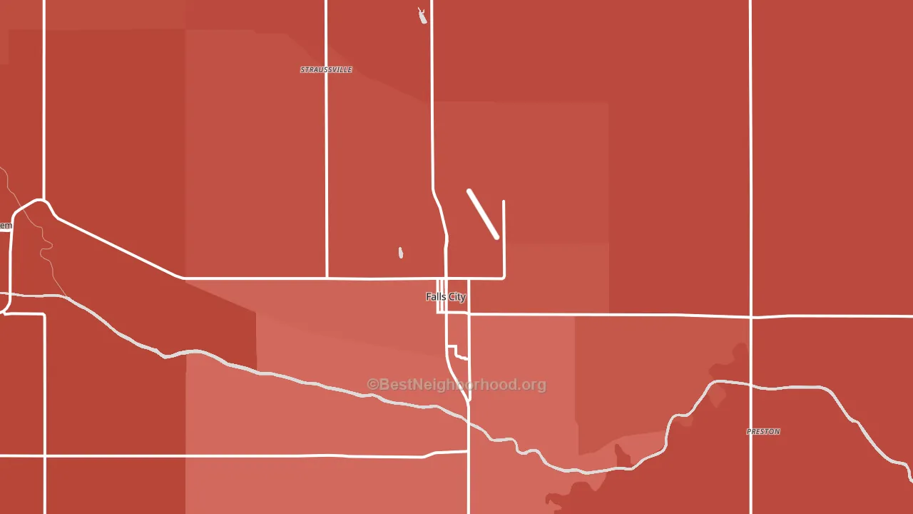 Falls City, NE block-group political-lean map