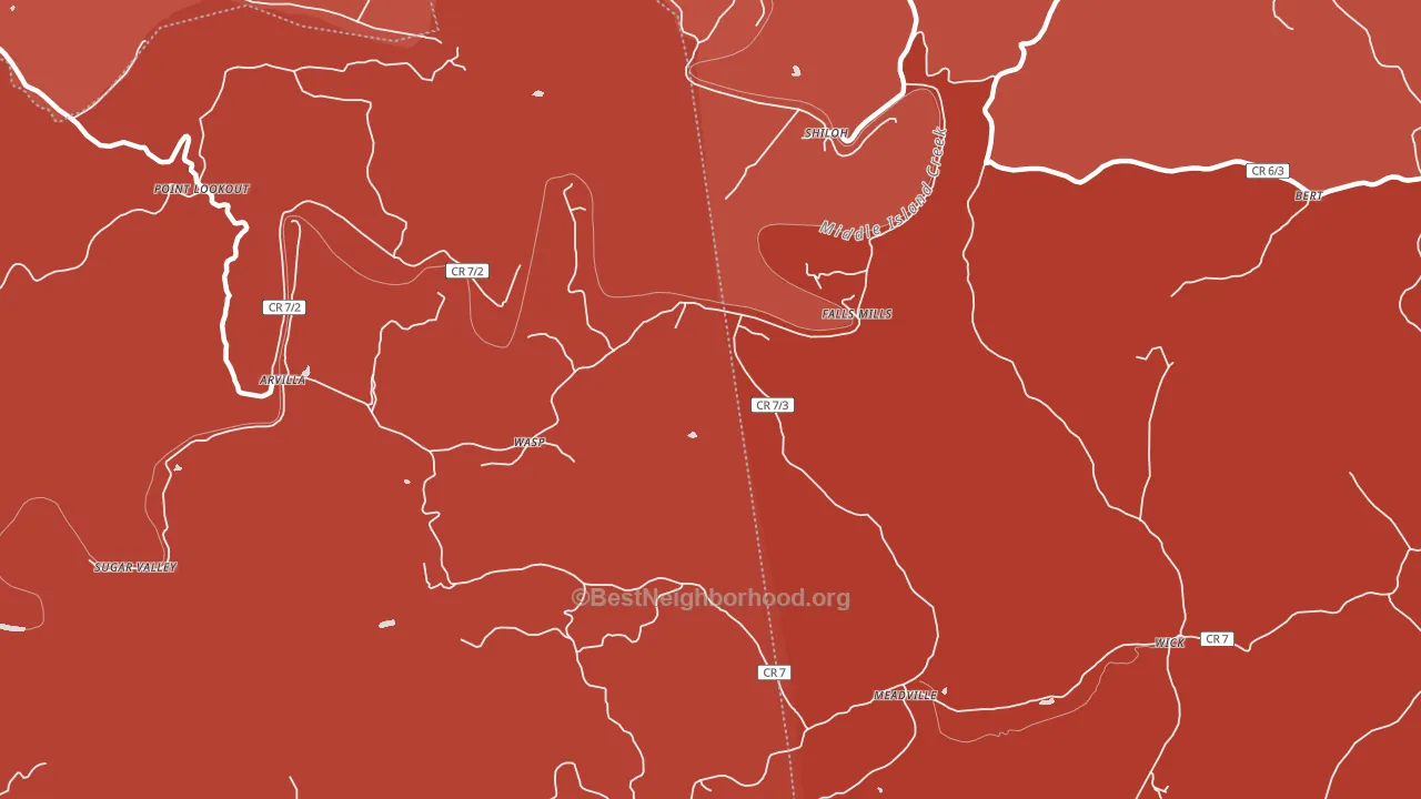 Falls Mills, WV block-group political-lean map