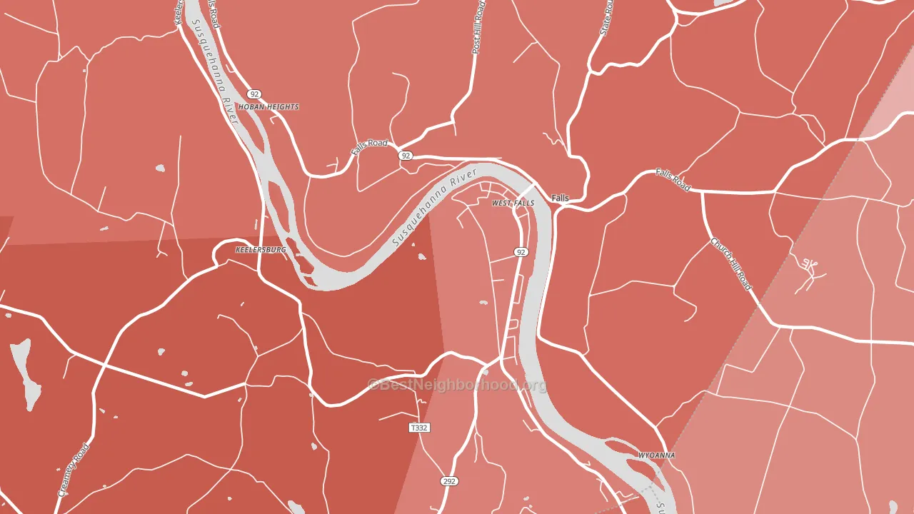 Falls, PA block-group political-lean map
