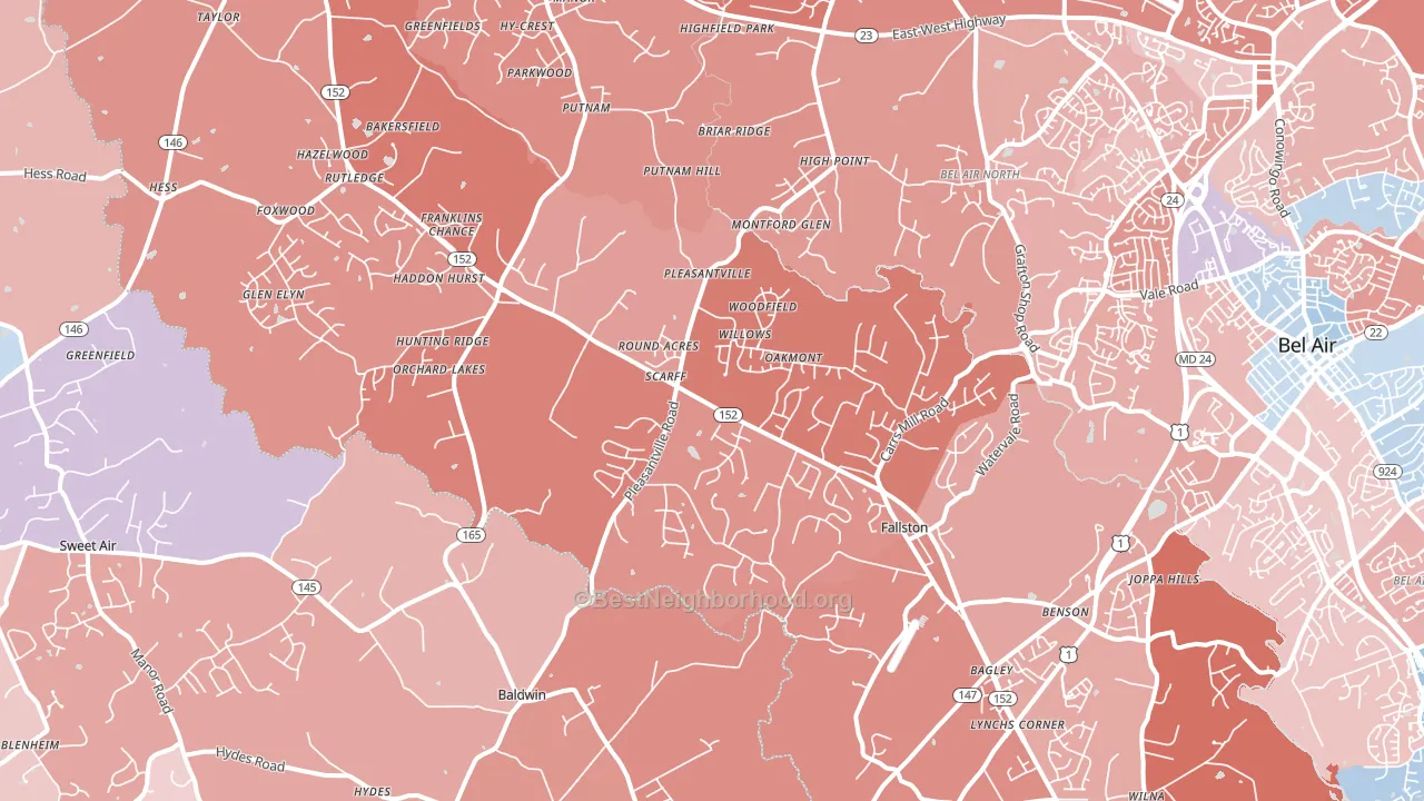 Fallston, MD block-group political-lean map