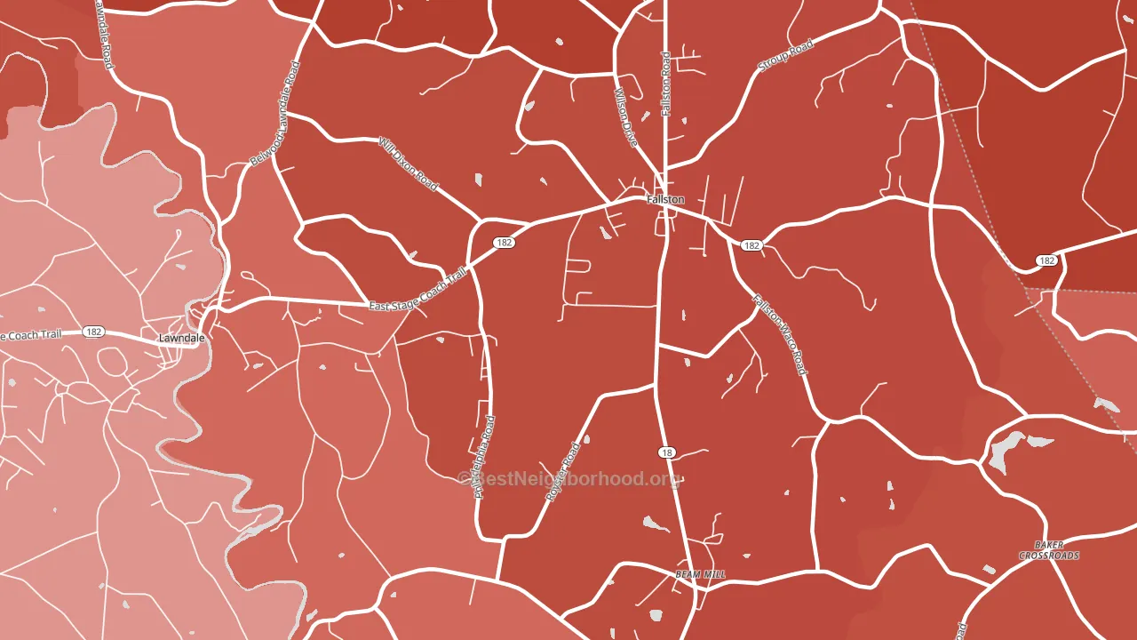 Fallston, NC block-group political-lean map