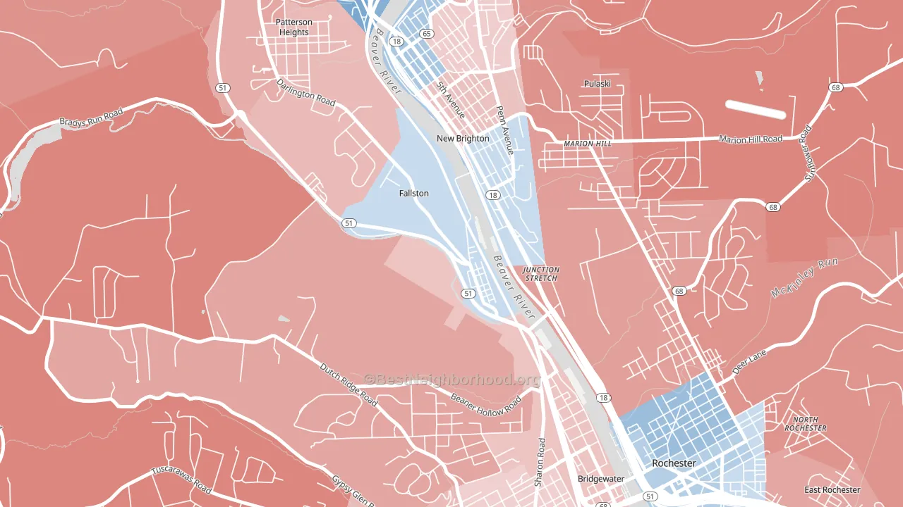 Fallston, PA block-group political-lean map