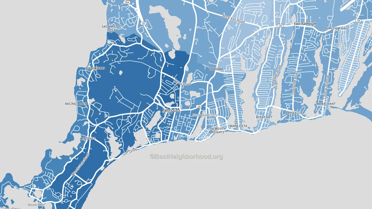 Falmouth, MA block-group political-lean map