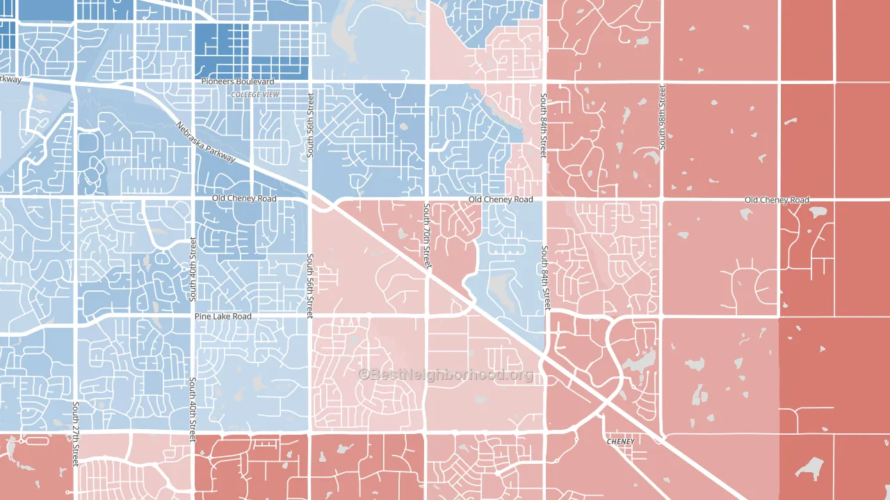 Family Acres, Lincoln, NE block-group political-lean map