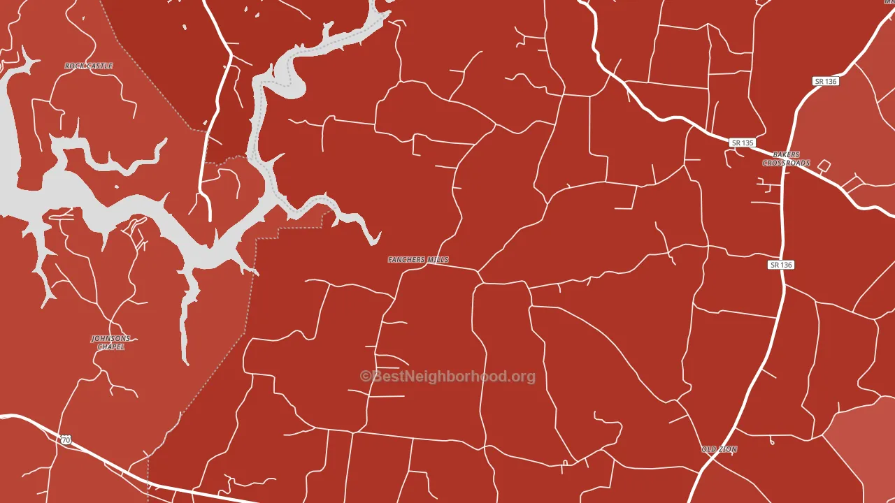 Fanchers Mills, TN block-group political-lean map