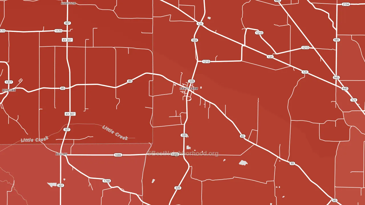 Fancy Farm, KY block-group political-lean map