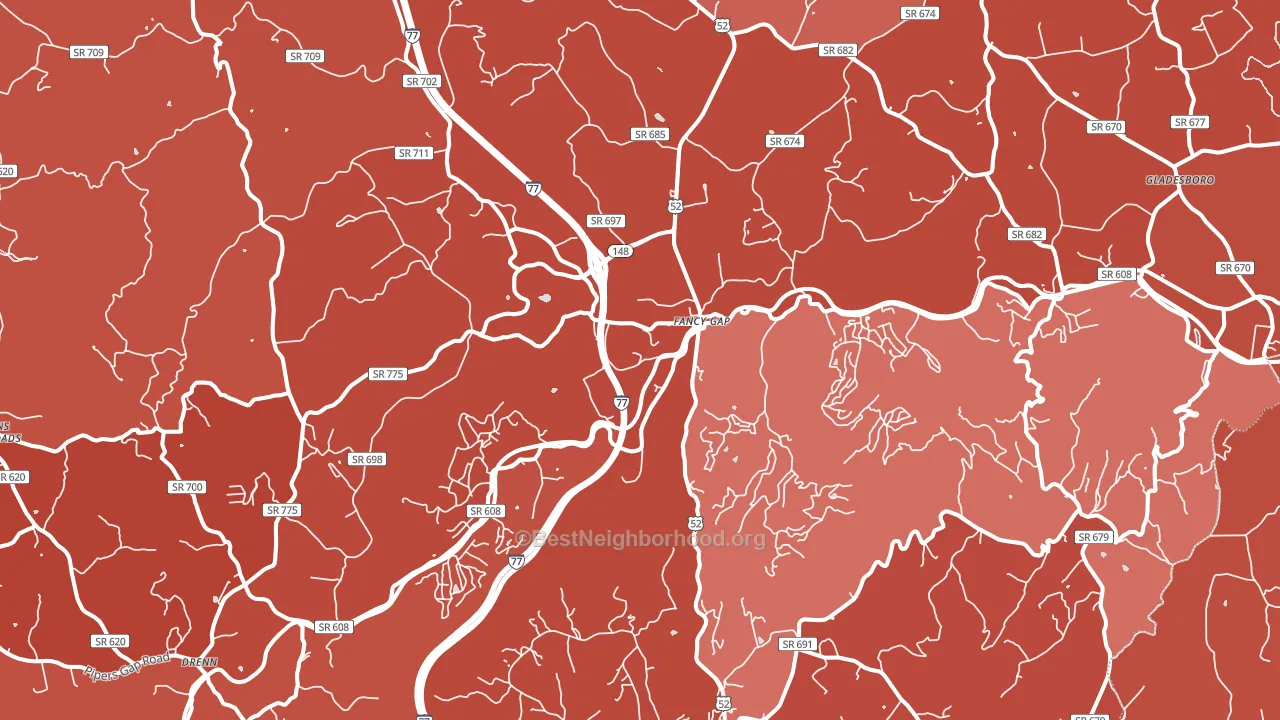 Fancy Gap, VA block-group political-lean map