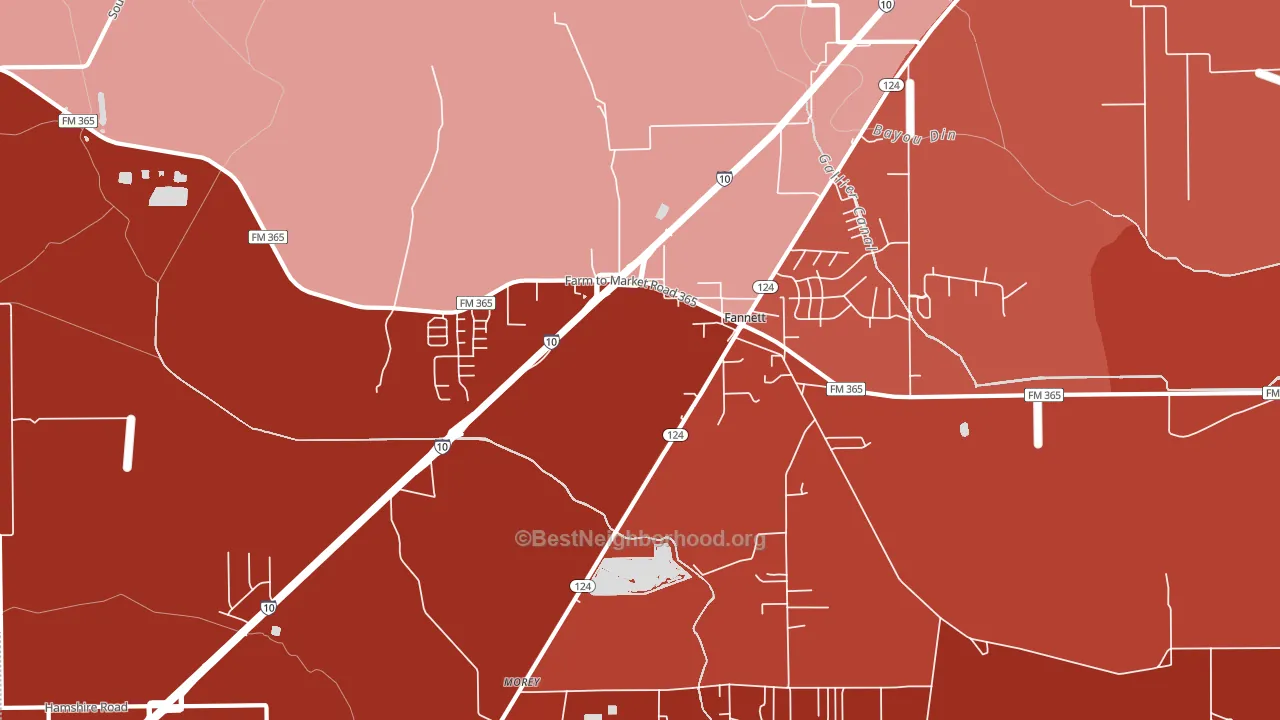 Fannett, TX block-group political-lean map