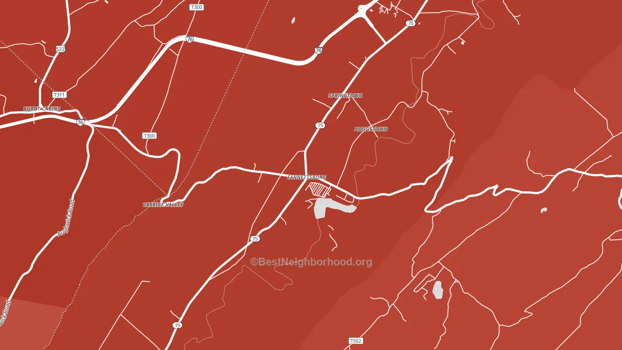 Fannettsburg, PA block-group political-lean map