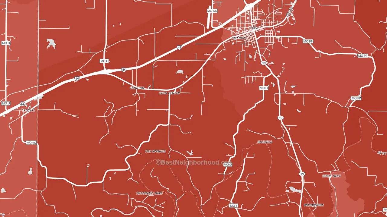 Fanning, MO block-group political-lean map