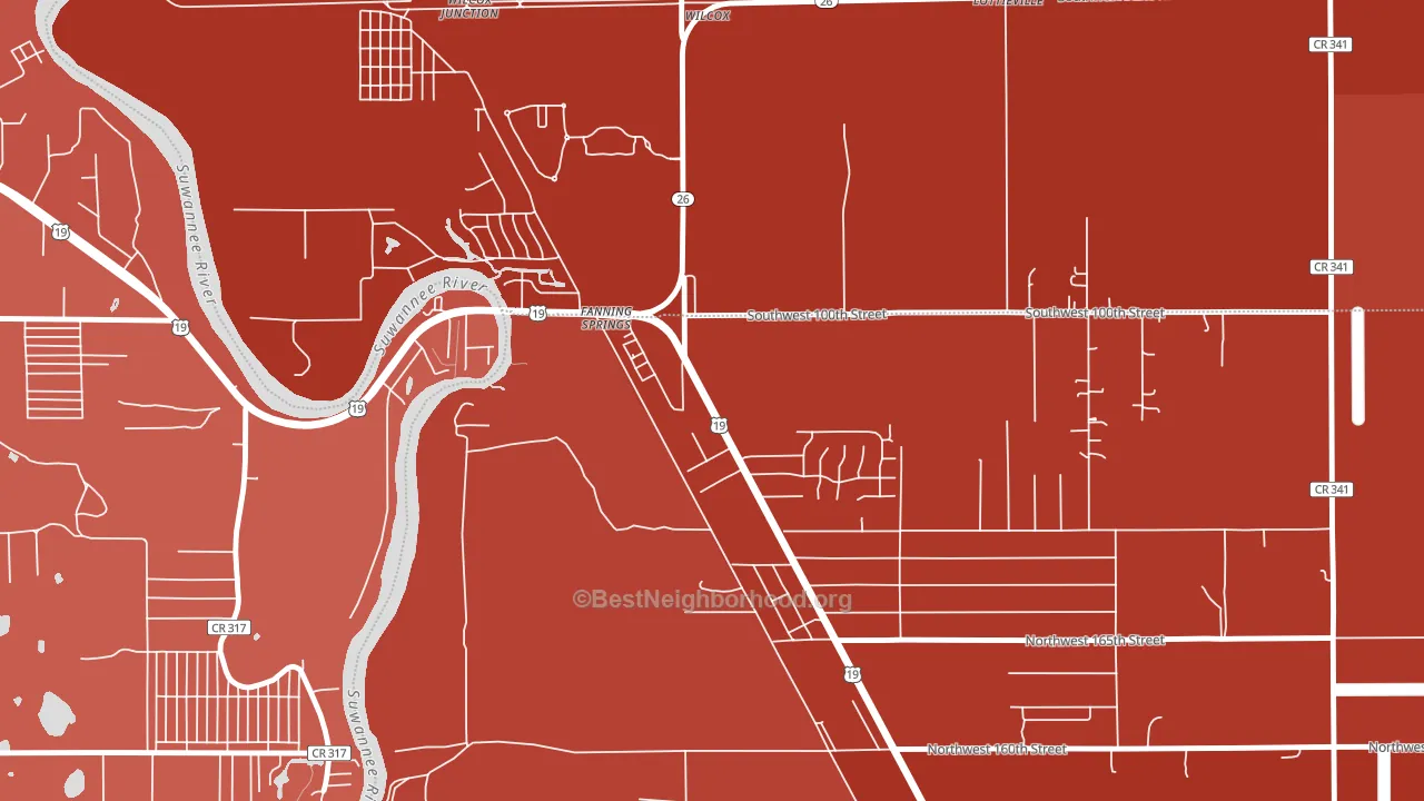 Fanning Springs, FL block-group political-lean map