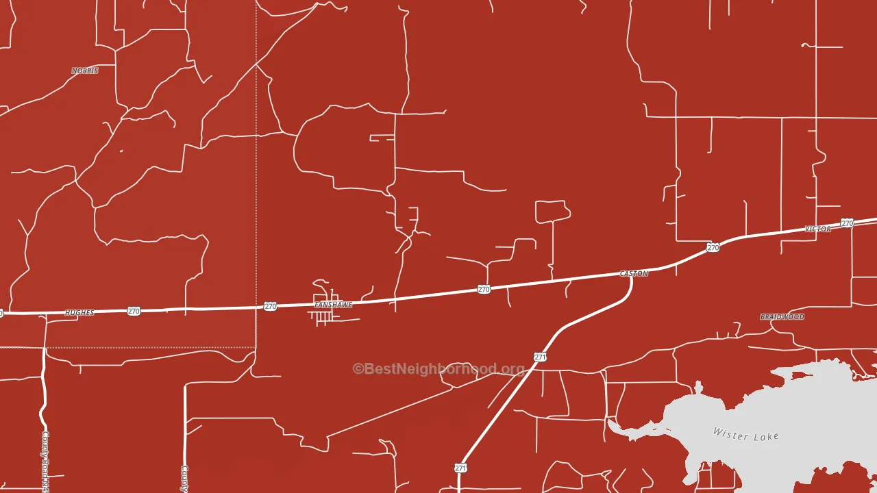 Fanshawe, OK block-group political-lean map