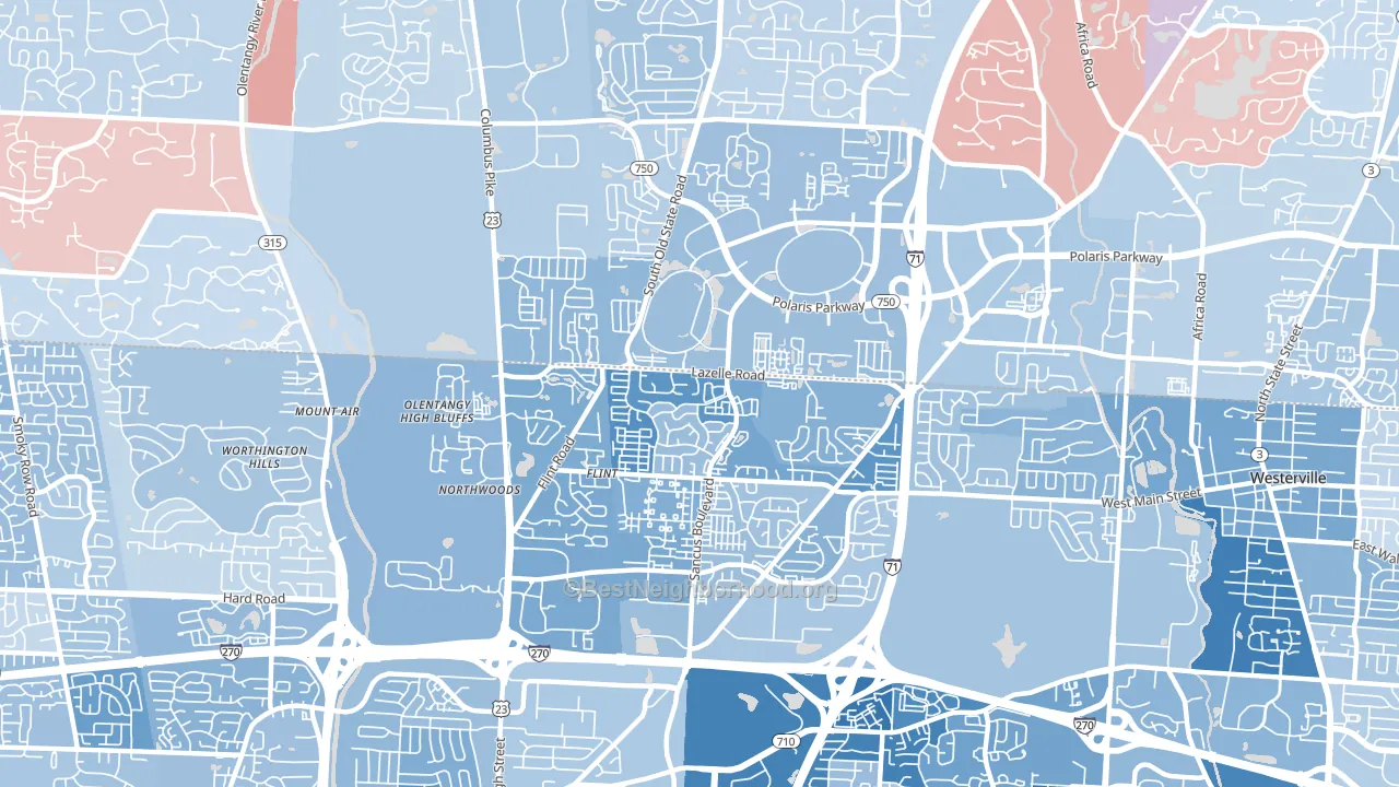 Far North, Columbus, OH block-group political-lean map