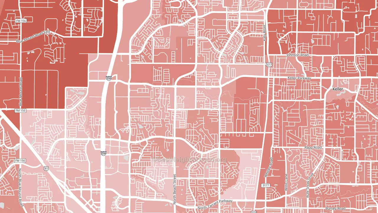 Far North Dallas-Keller, Keller, TX block-group political-lean map