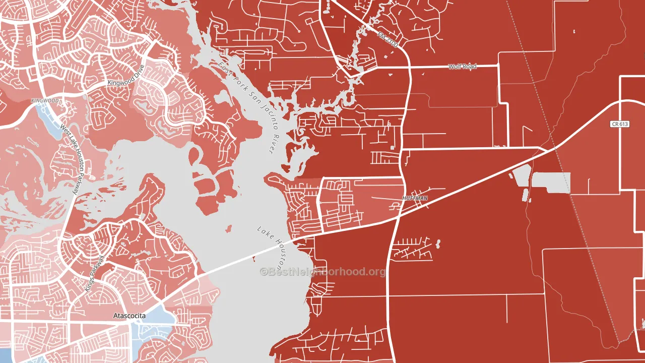 Far Northeast-Huffman, Huffman, TX block-group political-lean map
