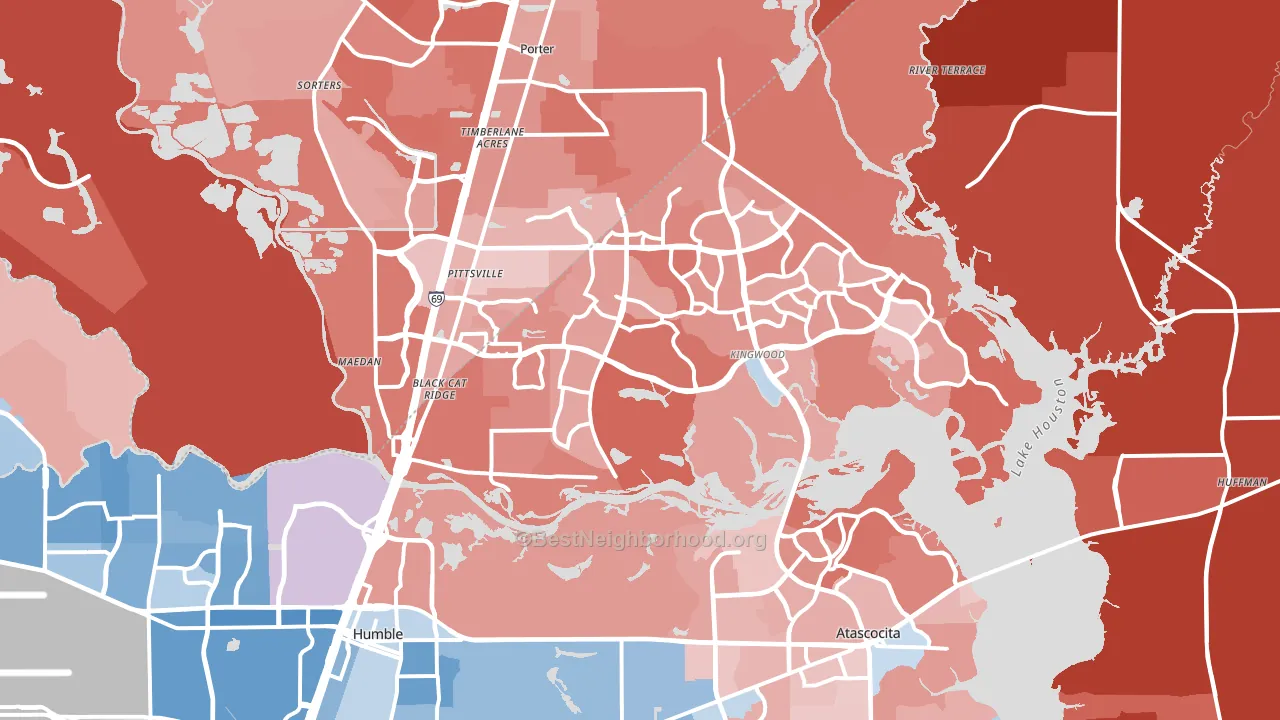 Far Northeast, Humble, TX block-group political-lean map