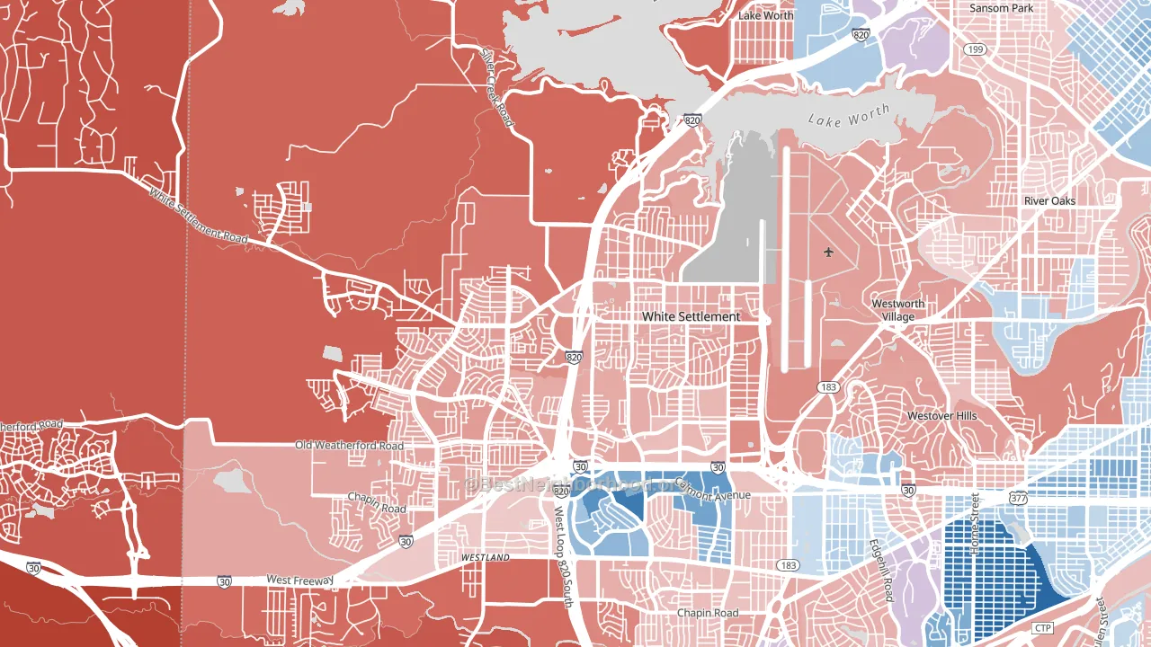 Far West, Fort Worth, TX block-group political-lean map
