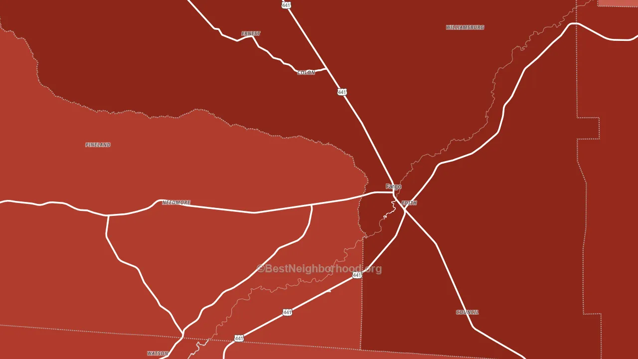 Fargo, GA block-group political-lean map