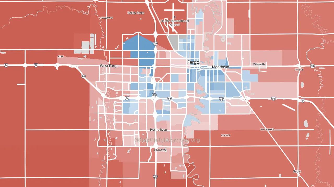 Fargo, ND block-group political-lean map
