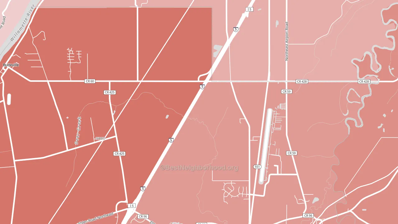 Fargo, OR block-group political-lean map