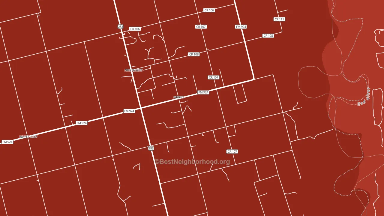 Fargo, TX block-group political-lean map