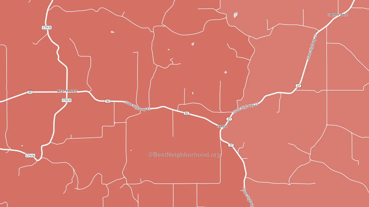 Fargo, WI block-group political-lean map
