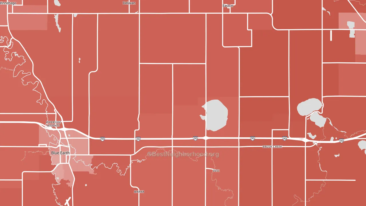Faribault County, MN block-group political-lean map