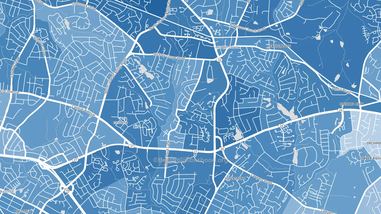 Farm Pond, Charlotte, NC block-group political-lean map