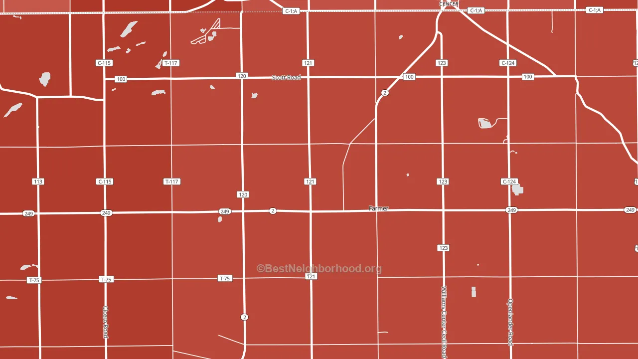 Farmer, OH block-group political-lean map
