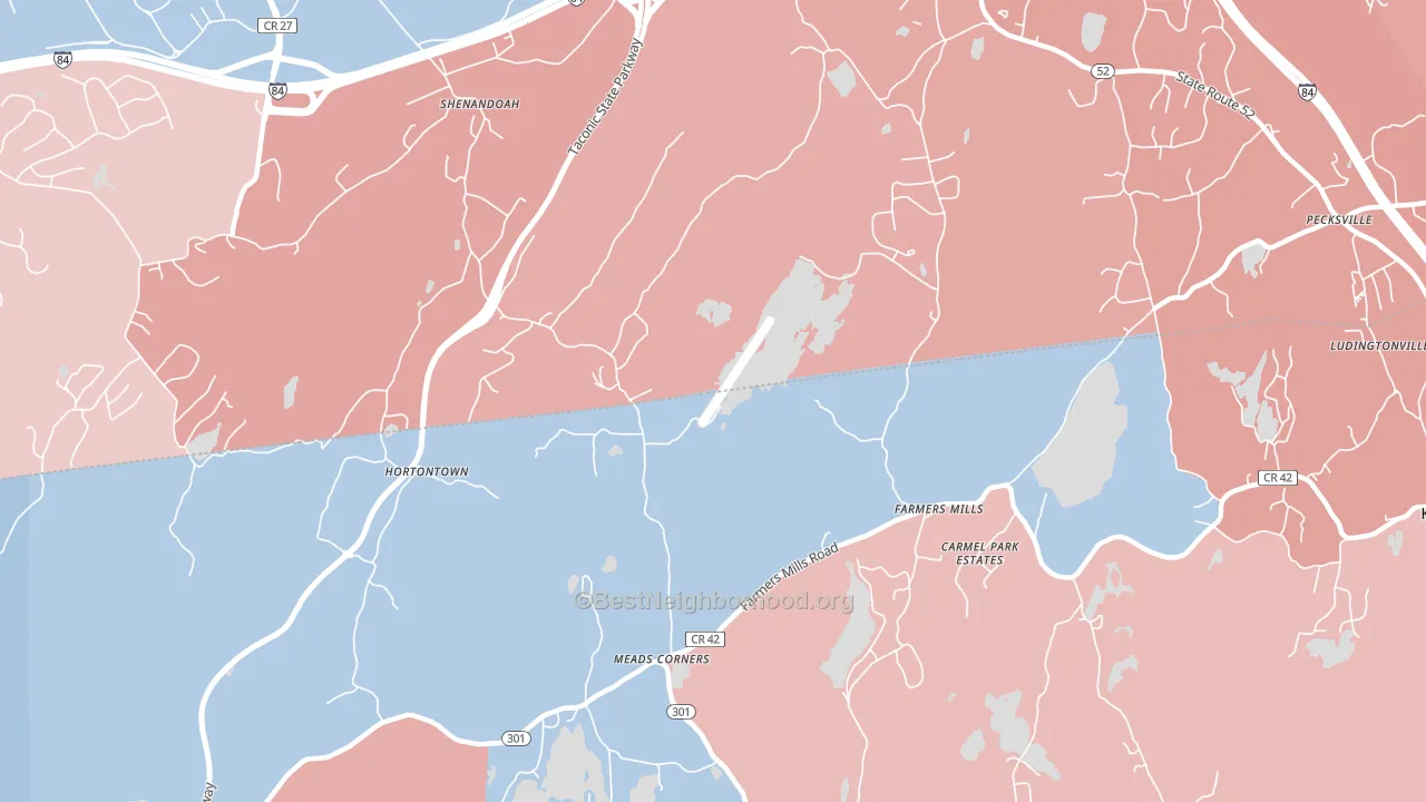 Farmers Mills, NY block-group political-lean map