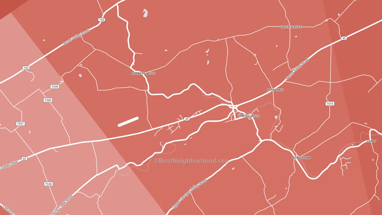 Farmers Mills, PA block-group political-lean map