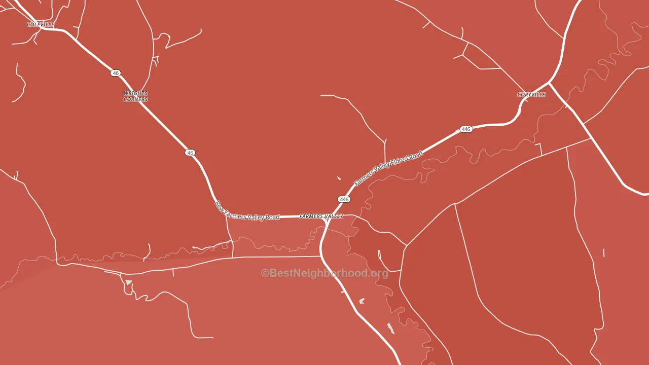 Farmers Valley, PA block-group political-lean map