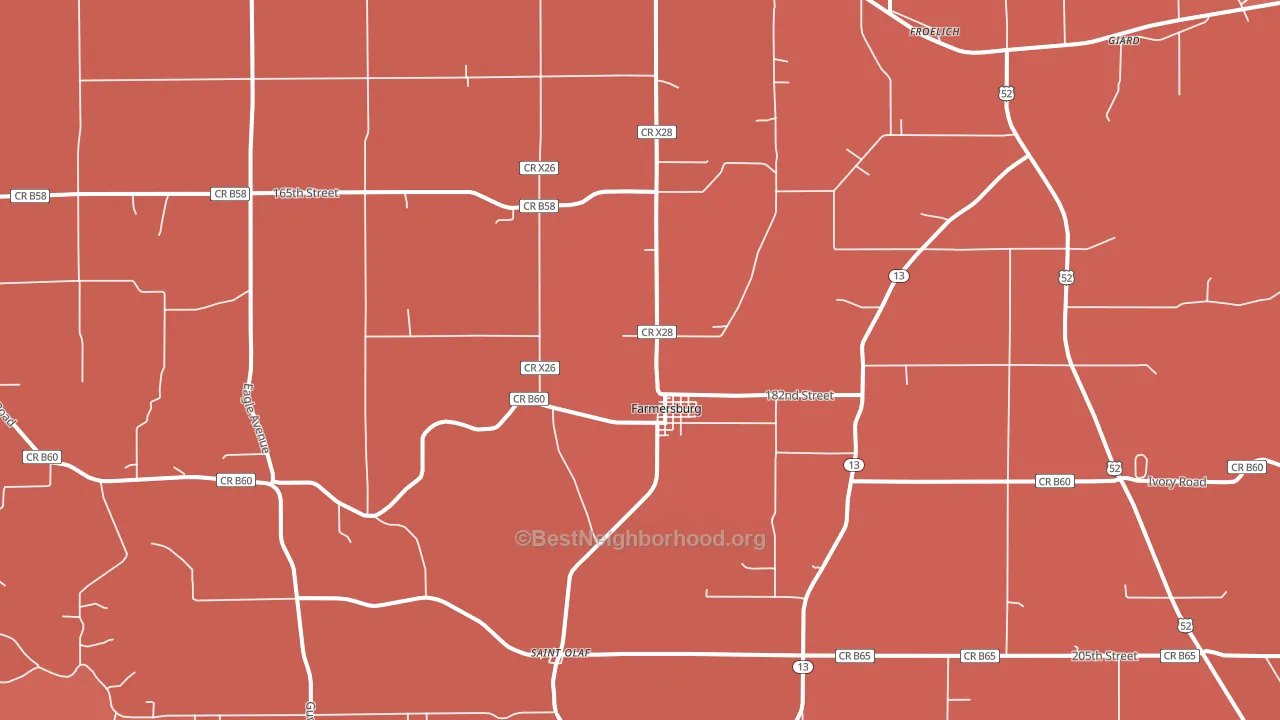 Farmersburg, IA block-group political-lean map