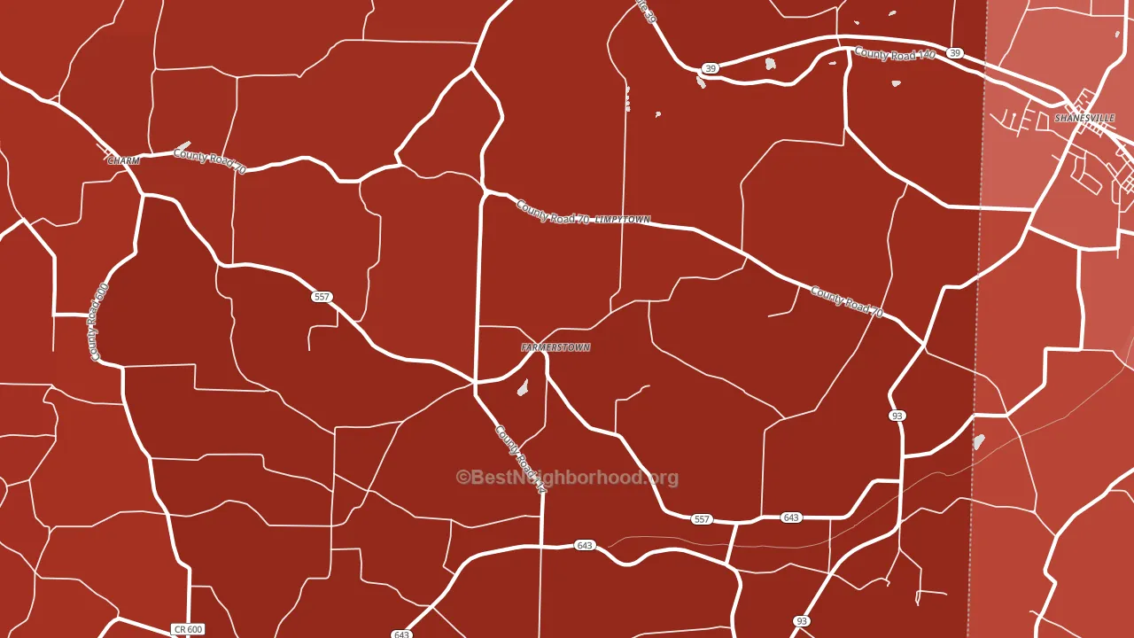 Farmerstown, OH block-group political-lean map